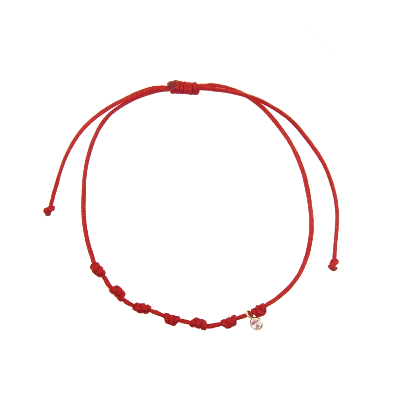 PULSERA ORO 7 NUDOS CIRCONITA ROSA