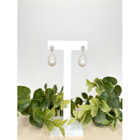 PENDIENTES DE ORO CON CIRCONITAS Y PERLAS