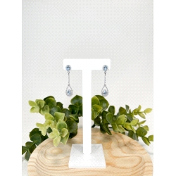 PENDIENTES DE ORO BLANCO CON AGUA MARINA Y CIRCONITAS