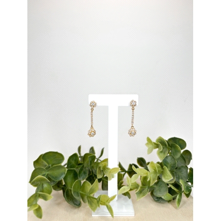 PENDIENTES DE ORO CON CIRCONITAS Y MOTIVOS FLORALES