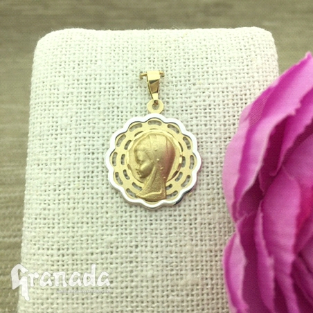 MEDALLA DE ORO18K BICOLOR VIRGEN NIÑA