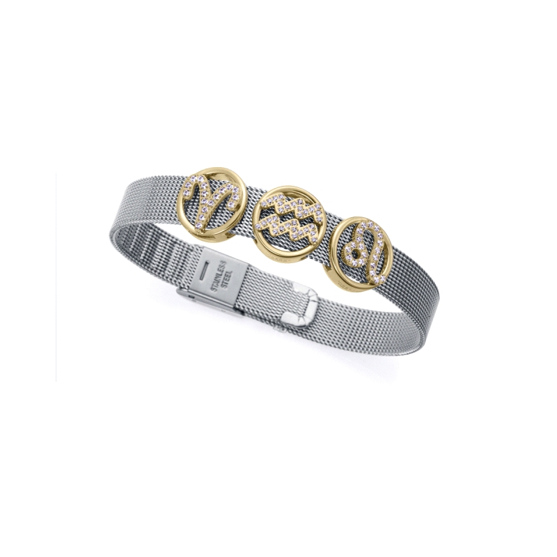 MOTIVO VICEROY ACERO IP DORADO CIRCONITAS ACUARIO 14271M01012A