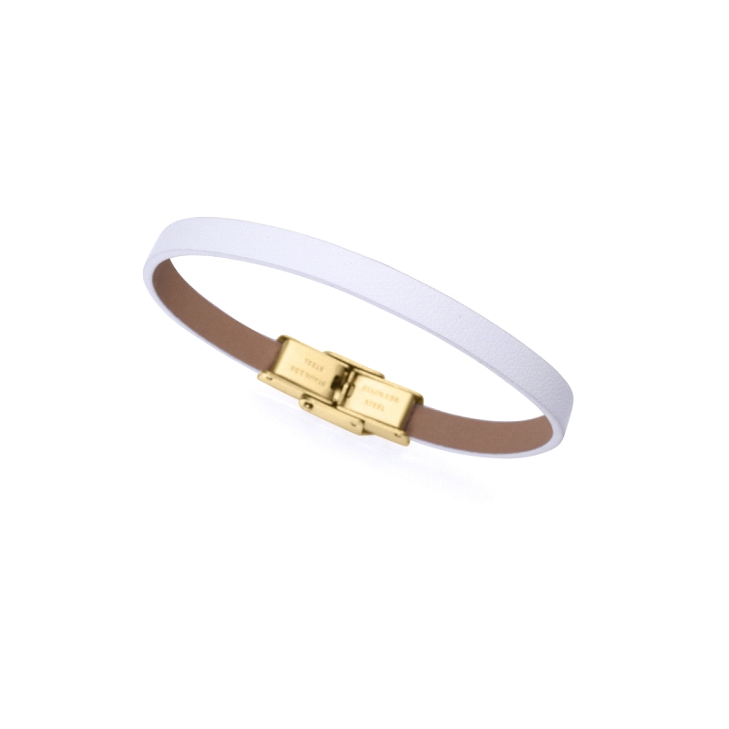 PULSERA VICEROY NIÑA ACERO IP DORADO Y PIEL BLANCA 14270P01000
