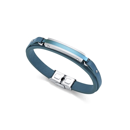 PULSERA VICEROY ACERO Y PIEL AZUL