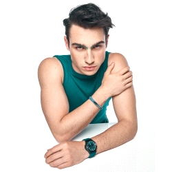 PULSERA VICEROY ACERO Y PIEL AZUL 2