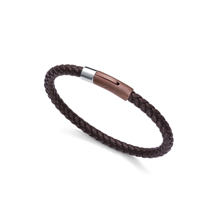 PULSERA VICEROY CABALLERO ACERO IP Y PIEL MARRON 75347P01011