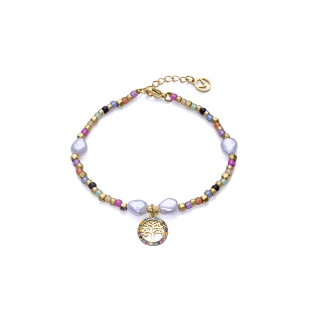PULSERA VICEROY SEÑORA ACERO IP DORADO CRISTAL Y PERLAS SINTETICAS