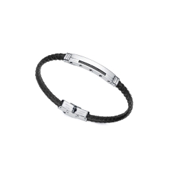 PULSERA VICEROY CABALLERO ACERO PIEL FIBRA DE CARBONO NEGRA 14056P0101