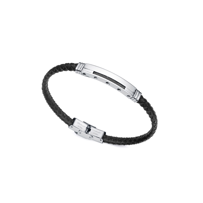 PULSERA VICEROY CABALLERO ACERO PIEL FIBRA DE CARBONO NEGRA 14056P0101