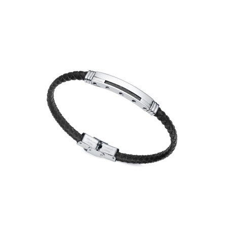 PULSERA VICEROY CABALLERO ACERO PIEL FIBRA DE CARBONO NEGRA 14056P0101