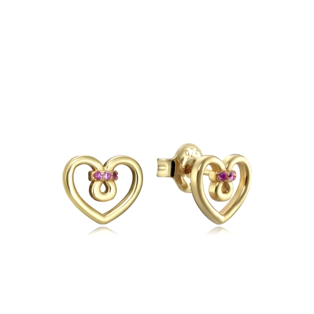 PENDIENTE VICEROY PLATA LEY DORADO CORAZON CIRCONITAS ROJA