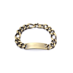 PULSERA ACERO PLACA CADENA IP BRONCE
