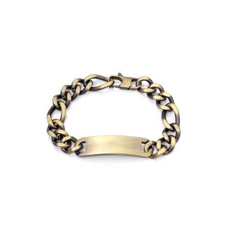 PULSERA ACERO PLACA CADENA IP BRONCE