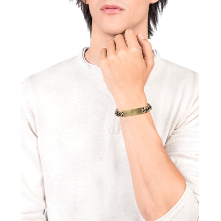 PULSERA ACERO PLACA CADENA IP BRONCE