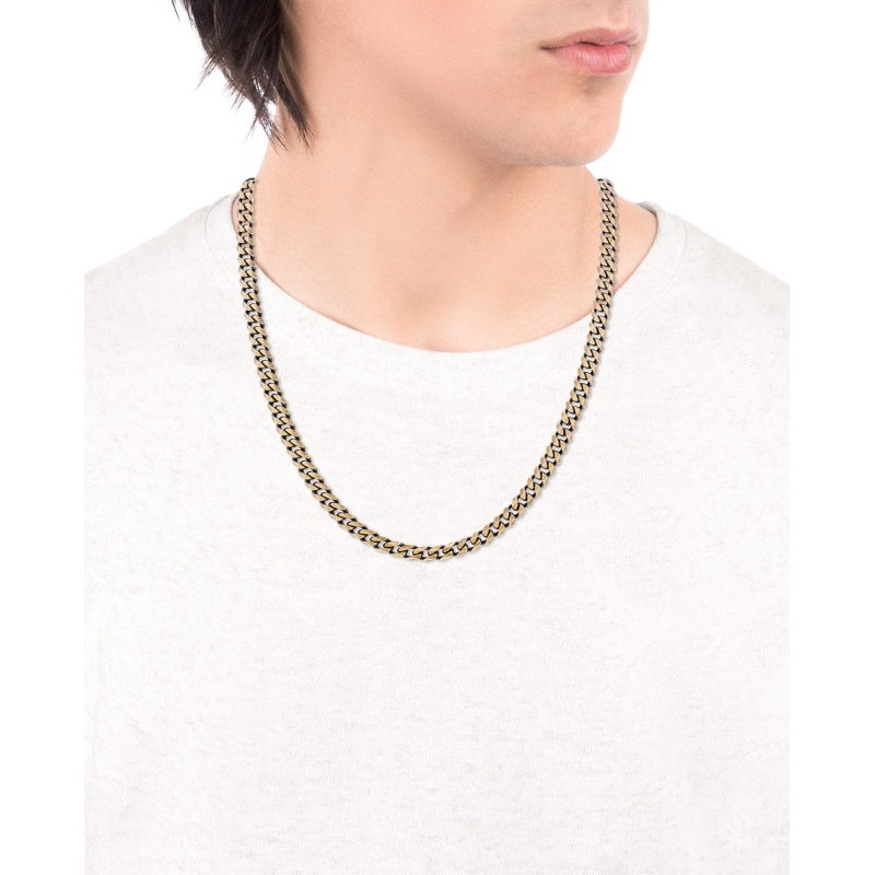 COLLAR DE ACERO CON CADENA EN IP BRONCE