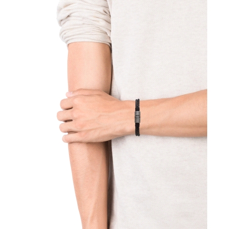 PULSERA PIEL NEGRA Y ACERO VICEROY