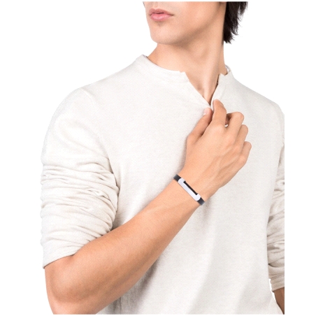 PULSERA PIEL Y ACERO CON CABLES NEGROS SR FN