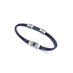 PULSERA PIEL DOBLE TRENZADA  Y ACERO 6456P01013