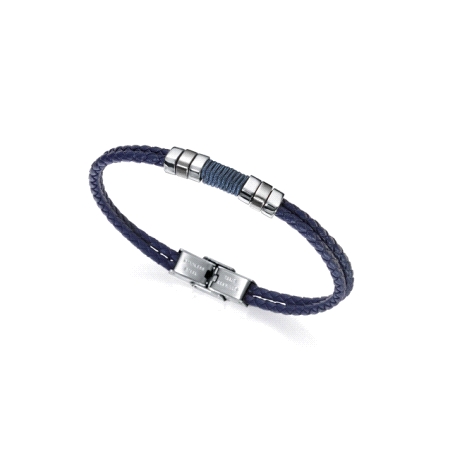 PULSERA PIEL DOBLE TRENZADA  Y ACERO 6456P01013
