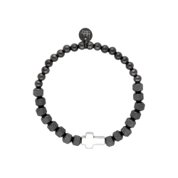 PULSERA ACERO Y PIEDRAS CRUZ