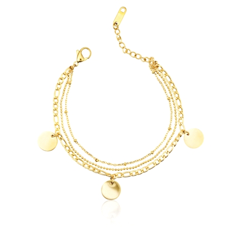 PULSERA ACERO TRIPLE HASSU DORADO