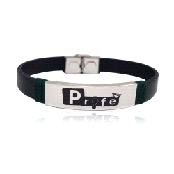 PULSERA CUERO Y ACERO PROFE