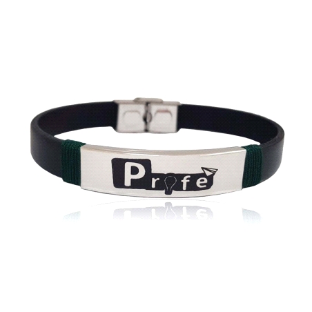 PULSERA CUERO Y ACERO PROFE
