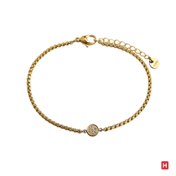 PULSERA ACERO FLAMINGO CIRCONITA DORADO