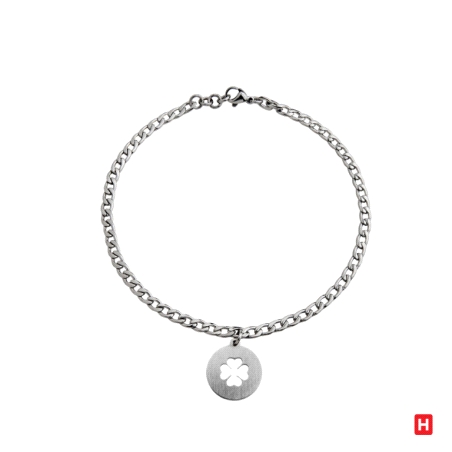 PULSERA ACERO FLAMINGO CHAPA TREBOL