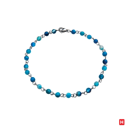 PULSERA ACERO FLAMINGO AZUL