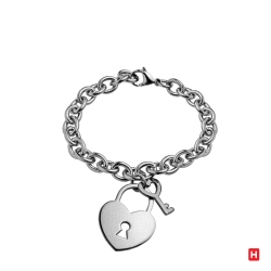 PULSERA ACERO CORAZON CANDADO Y CERRADURA