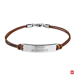 PULSERA DE ACERO Y CUERO PROFE