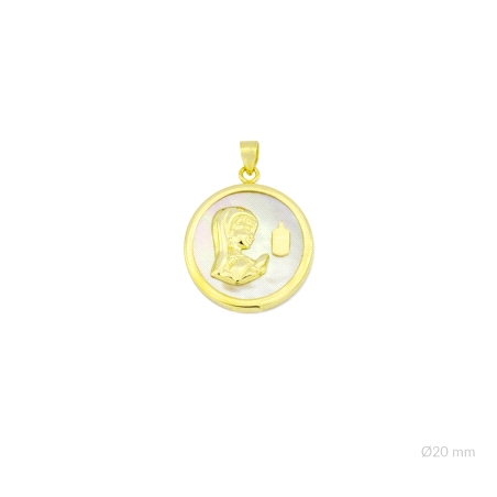 COLGANTE PLATA CHAPADA VIRGEN NIÑA CON VELA