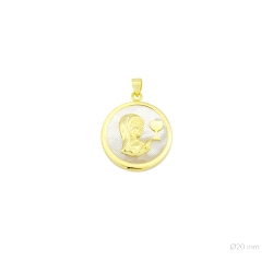 COLGANTE PLATA CHAPADA VIRGEN NIÑA CON CALIZ