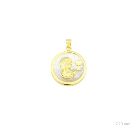 COLGANTE PLATA CHAPADA VIRGEN NIÑA CON CALIZ