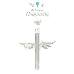 COLGANTE PLATA CRUZ ALAS COMUNION