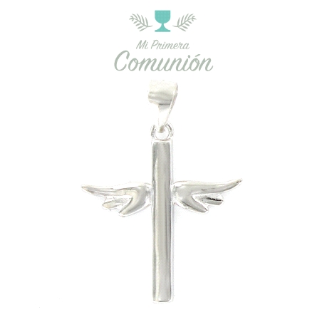 COLGANTE PLATA CRUZ ALAS COMUNION