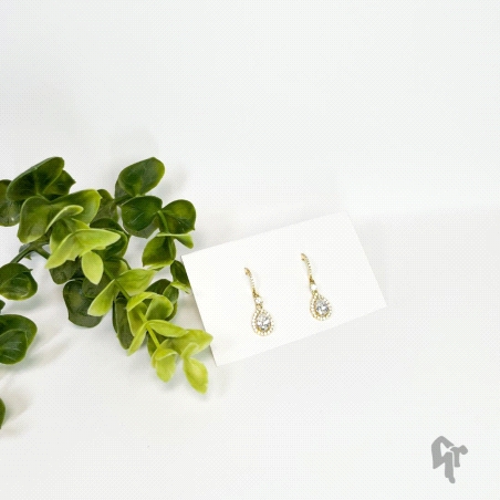 PENDIENTES DE ORO SEMIAROS DE LAGRIMA CON CIRCONITAS                  