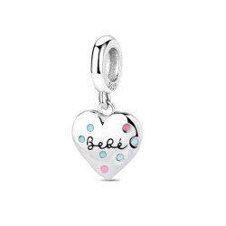 ABALORIO PLATA A TU LADO CORAZON BEBÉ ESMALTE                         