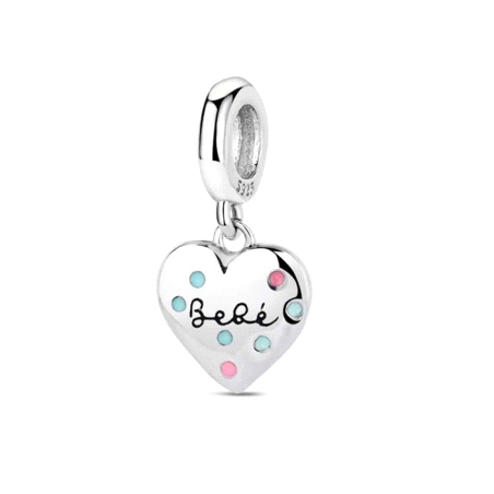 ABALORIO PLATA A TU LADO CORAZON BEBÉ ESMALTE                         