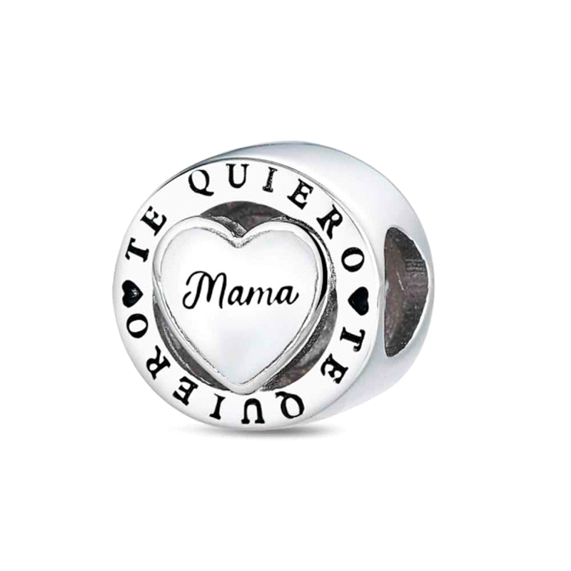 ABALORIO PLATA A TU LADO MAMA TE QUIERO                               