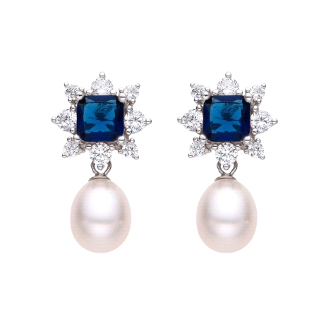 PENDIENTES PLATA LARGOS PERLA Y CIRCONITAS COLOR                      