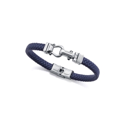 PULSERA VICEROY CABALLERO ACERO Y PIEL AZUL GRILLETE 14300P01013      