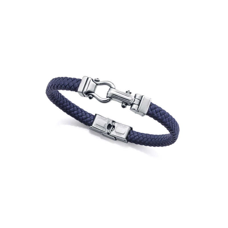 PULSERA VICEROY CABALLERO ACERO Y PIEL AZUL GRILLETE 14300P01013      