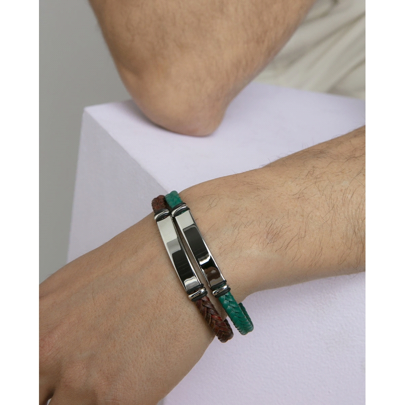 PULSERA VICEROY CABALLERO ACERO PIEL VERDE 15180P01016                