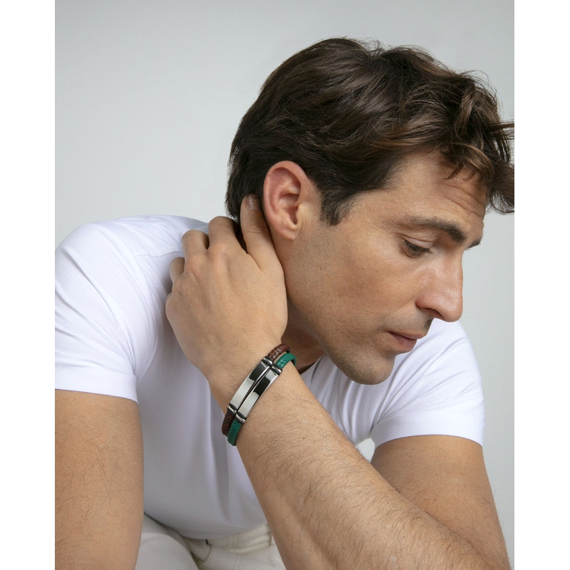 PULSERA VICEROY CABALLERO ACERO PIEL VERDE 15180P01016                
