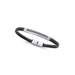 PULSERA VICEROY CABALLERO ACERO PIEL NEGRA 15179P01010                