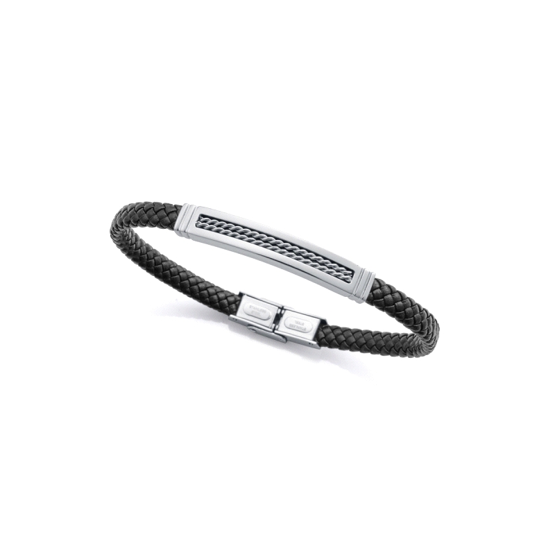 PULSERA VICEROY CABALLERO ACERO PIEL NEGRA 15179P01010                