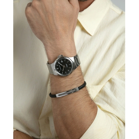 PULSERA VICEROY CABALLERO ACERO PIEL NEGRA 15179P01010                
