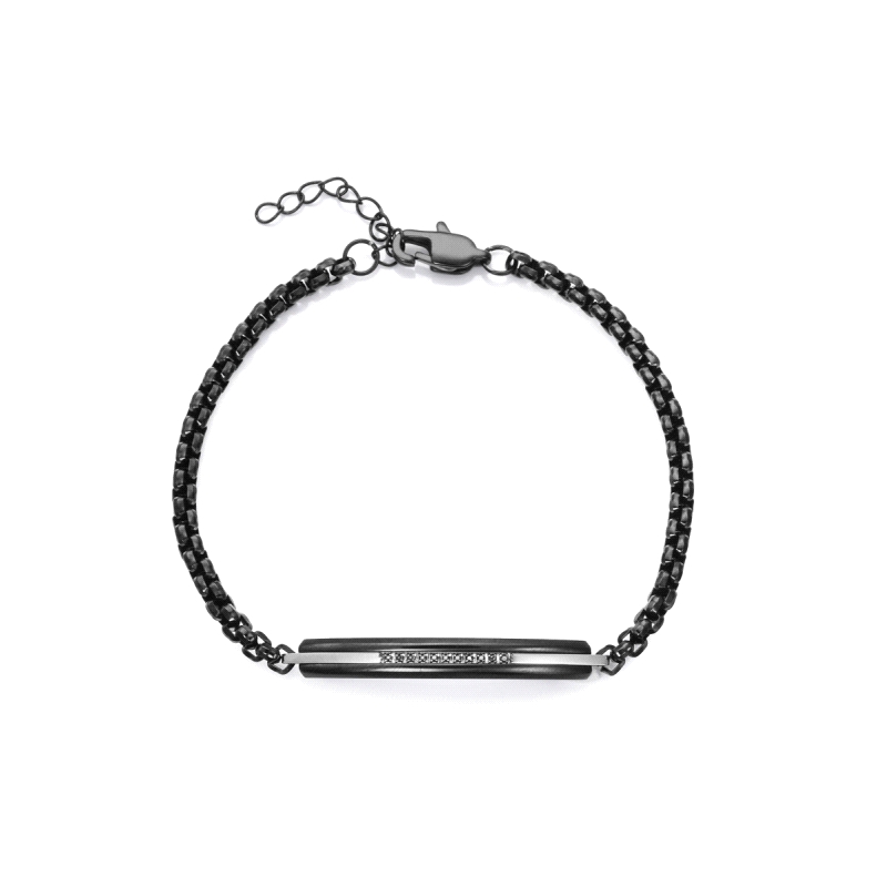 PULSERA VICEROY CABALLERO ACERO IP NEGRO CIRCONITAS 15183P01010       